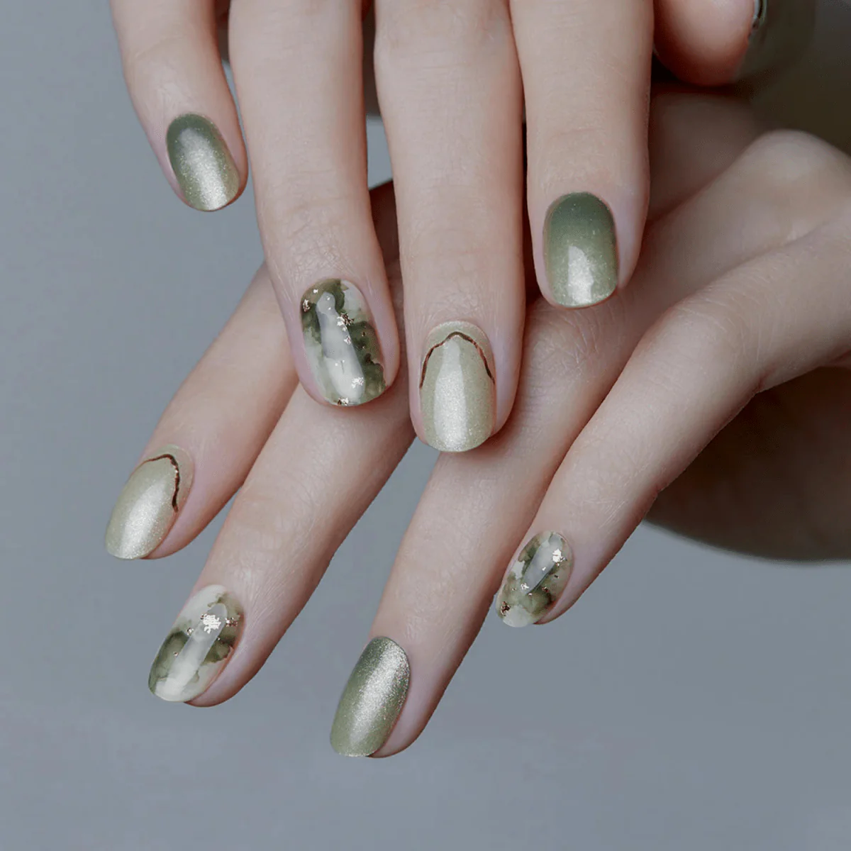 Semi-Cured Gel Nail - N Glimmering Leaf - Image 3