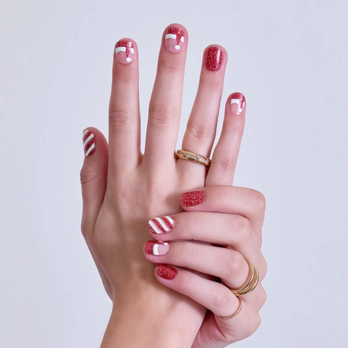 Semi-Cured Gel Nail - N Santa Cane - Image 2